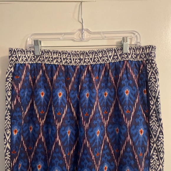 Anthropologie Vale Blue Aztec Geometric Wide Leg Pull On Pant Size Extra Large - Picture 4 of 13